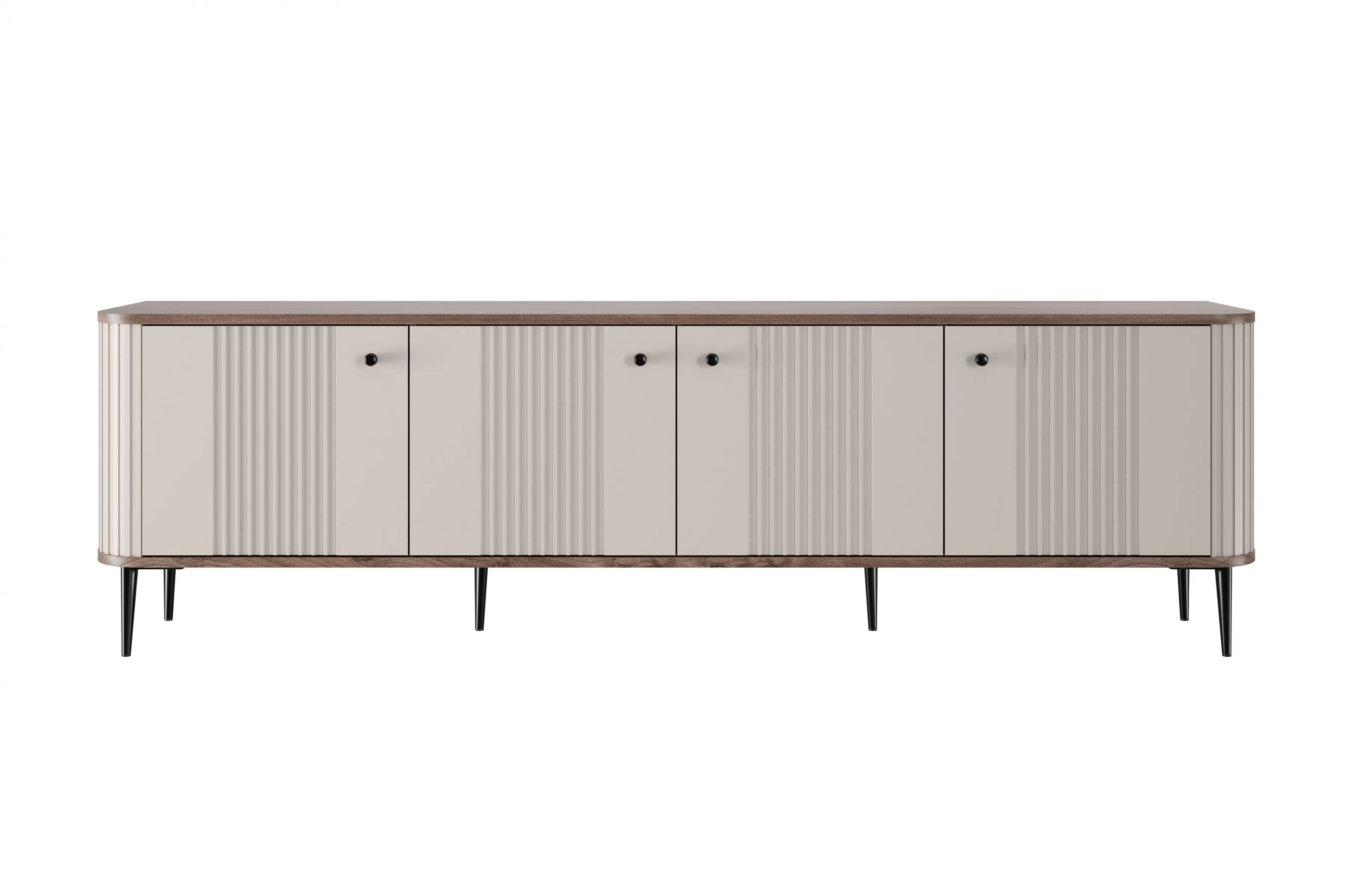 TV stolík Vespera 4D 187 cm - kašmírová / orech / čierne nožičky TV skrinka Vesper 4D 187 cm - kašmír / Orech / čierny nožičky