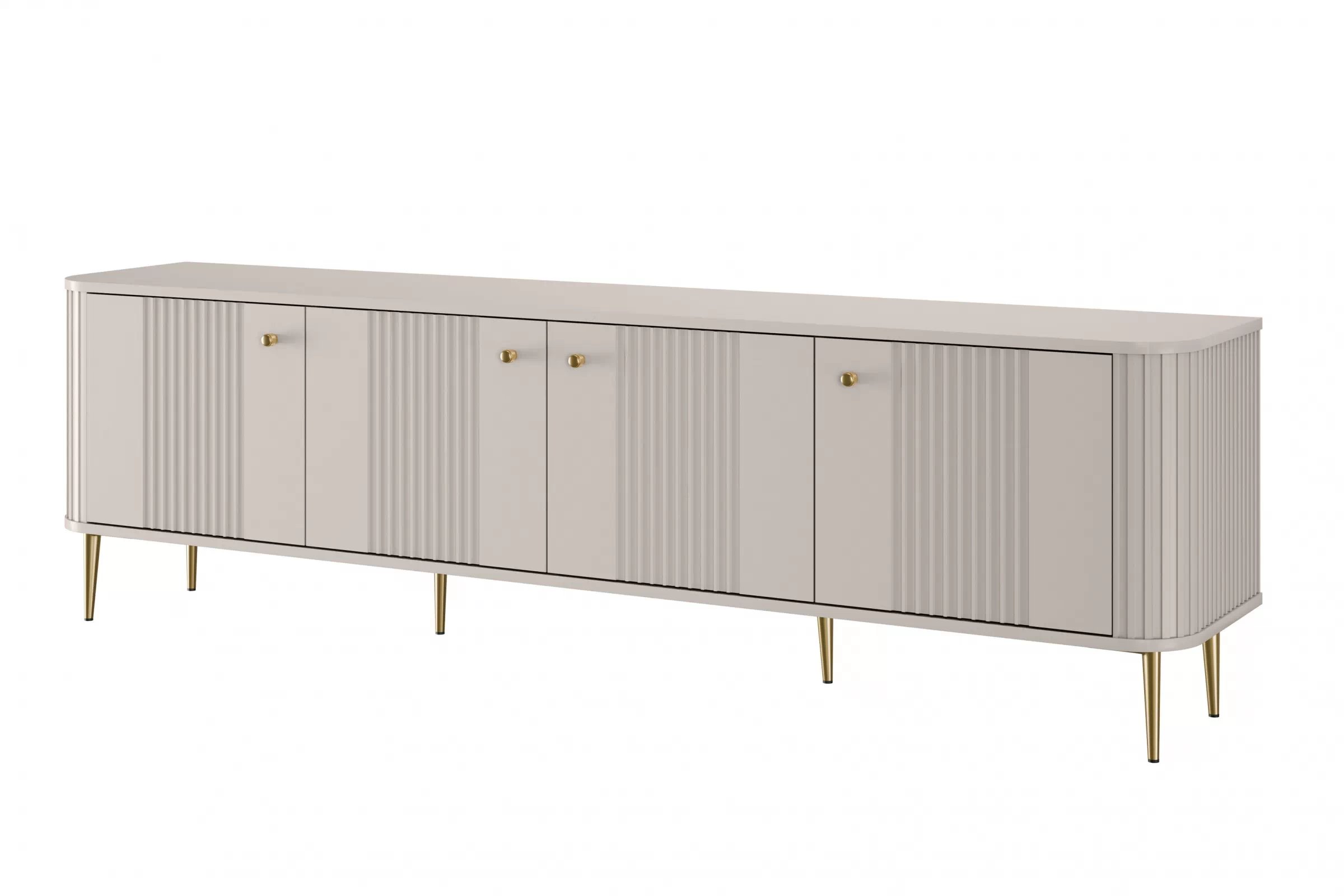 TV stolek Vesper 4D 187 cm - kašmírový / zlaté nožky skříňka RTV Vesper 4D 187 cm - kašmír / zlote Nohy