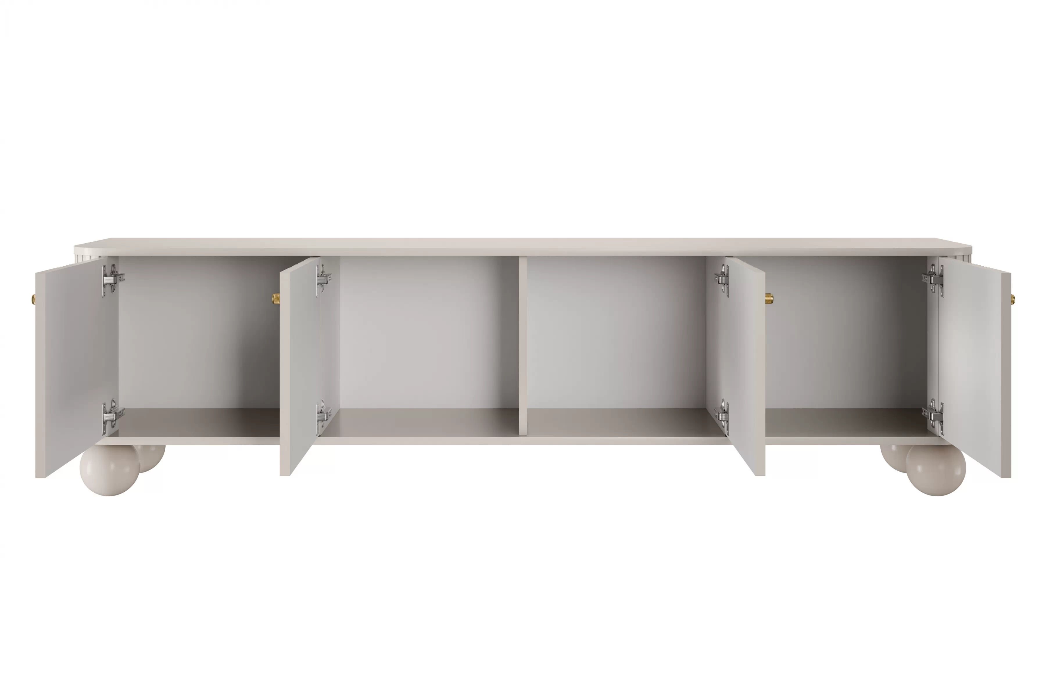 TV stolek Vesper 4D 187 cm - kašmírový / zlaté úchytky / kulaté kašmírové nožky skříňka RTV Vesper 4D 187 cm - kašmír / zlote Úchytky / Nohy kule