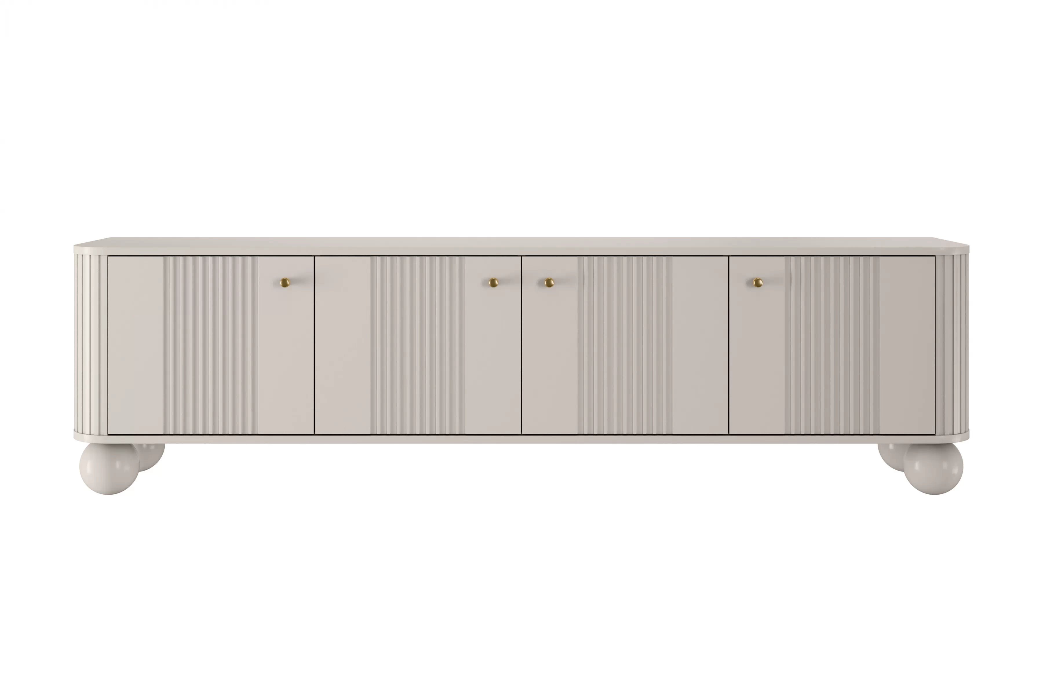 TV stolek Vesper 4D 187 cm - kašmírový / zlaté úchytky / kulaté kašmírové nožky skříňka RTV Vesper 4D 187 cm - kašmír / zlote Úchytky / Nohy kule