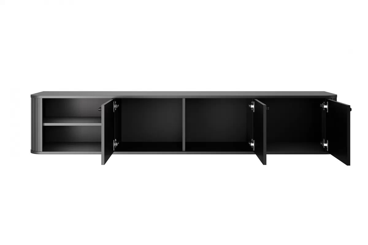 Závesná TV skrinka Vesper 187 cm - čierna / čierne úchytky TV skrinka Vesper závesná 187 cm - Čierny / čierny úchyty