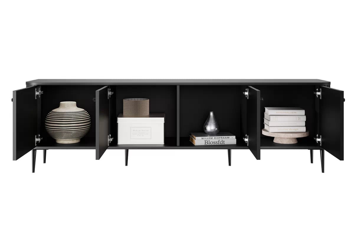 TV stolík Vesper 4D 187 cm - čierny / čierne nohy TV skrinka Vespera 4D 187 cm - Čierny / čierny nožičky