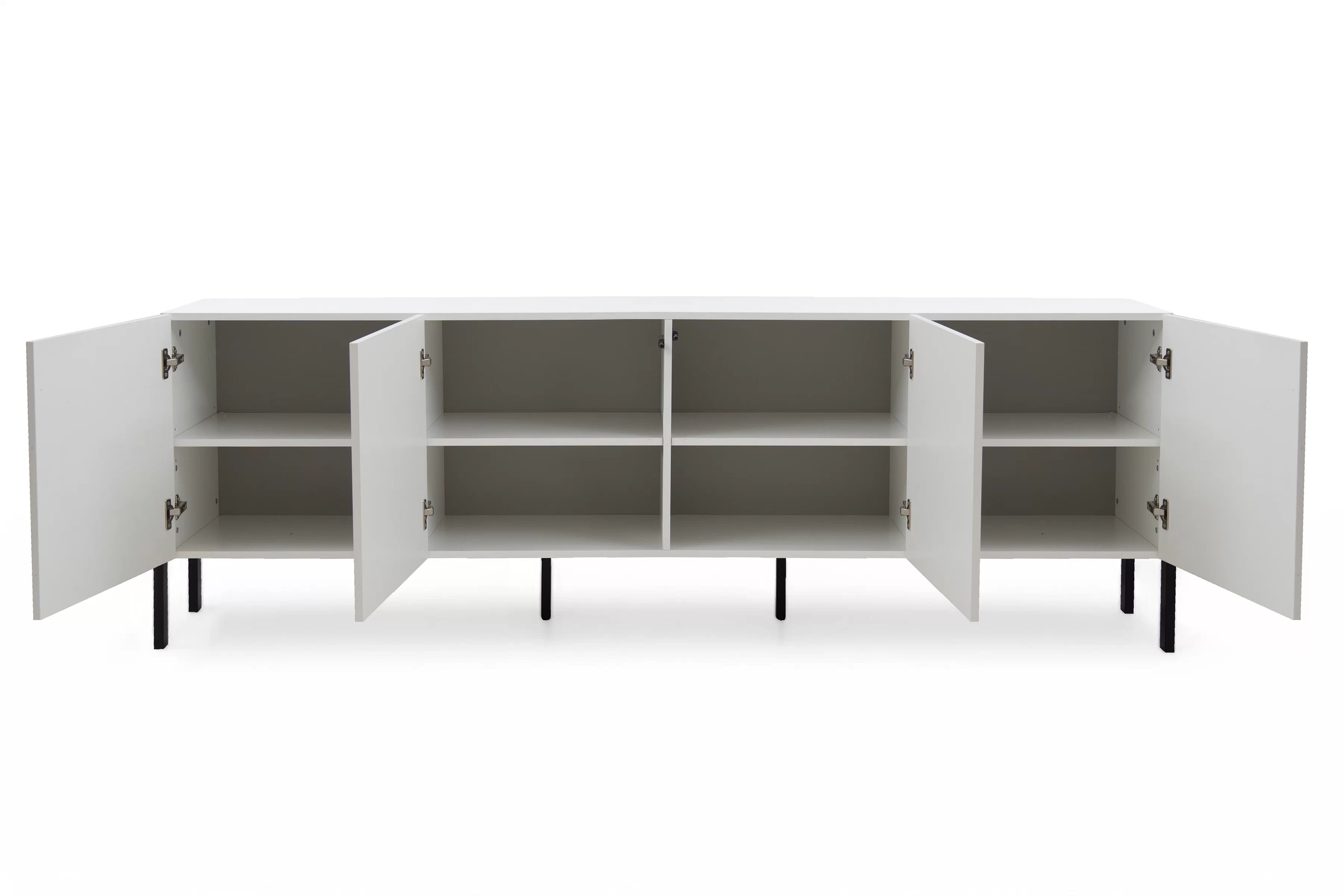 TV skrinka Jukon 204 cm - biely supermat / čierne nožičky TV skrinka Wezilo 204 cm - Biely supermat / čierny nožičky