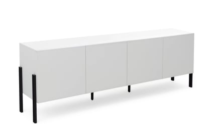 TV skrinka Wezilo 204 cm - biely supermat / čierne nožičky