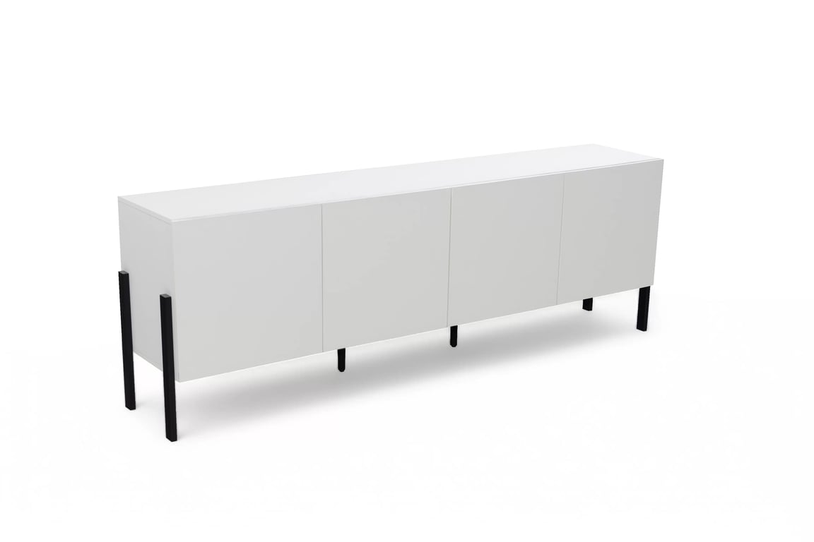 TV skrinka Wezilo 204 cm - biely supermat / čierne nožičky TV skrinka Wezilo 204 cm - Biely supermat / čierny nožičky