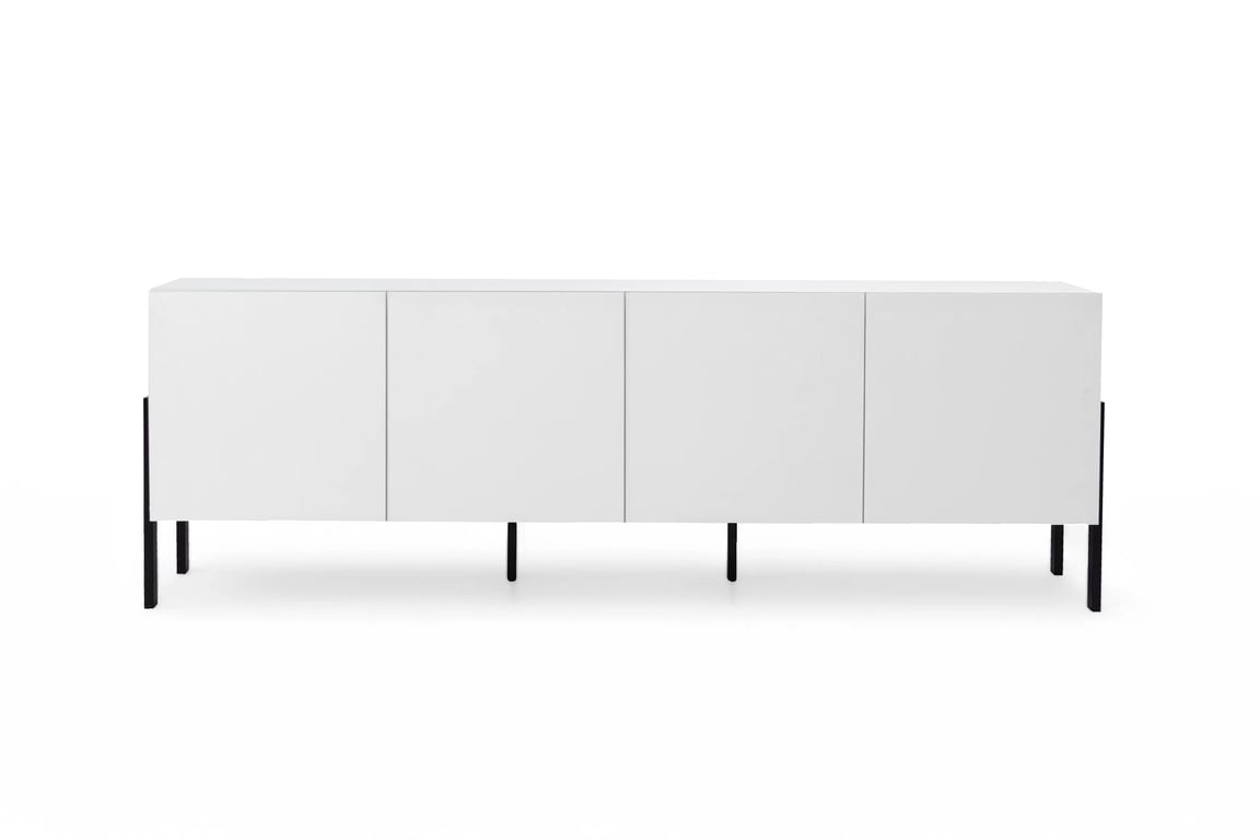 TV skrinka Wezilo 204 cm - biely supermat / čierne nožičky TV skrinka Wezilo 204 cm - Biely supermat / čierny nožičky