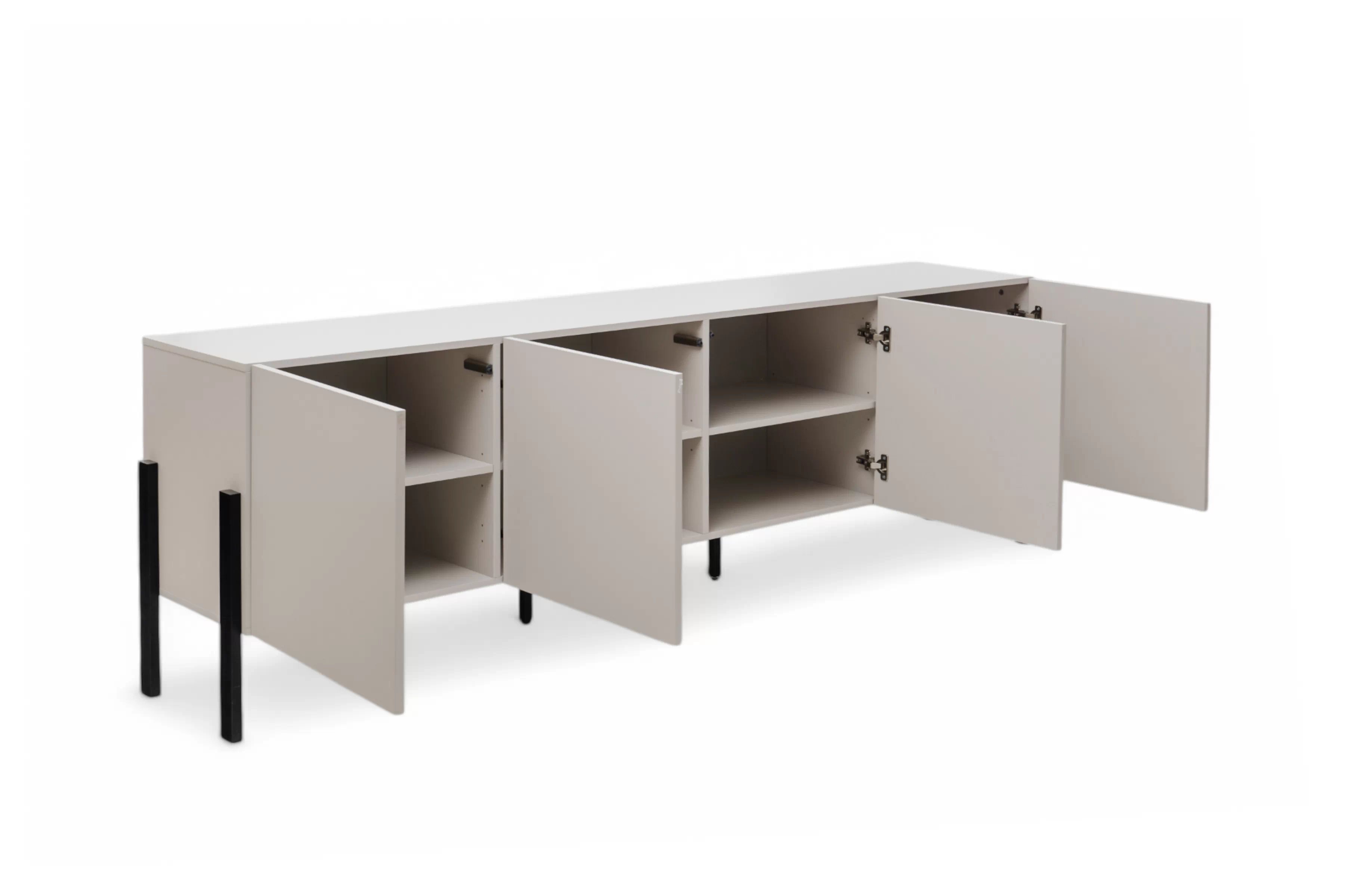 TV stolek Jukon 204 cm - kašmír / černé nožky skříňka RTV Wezilo 204 cm - kašmír / černé nožičky