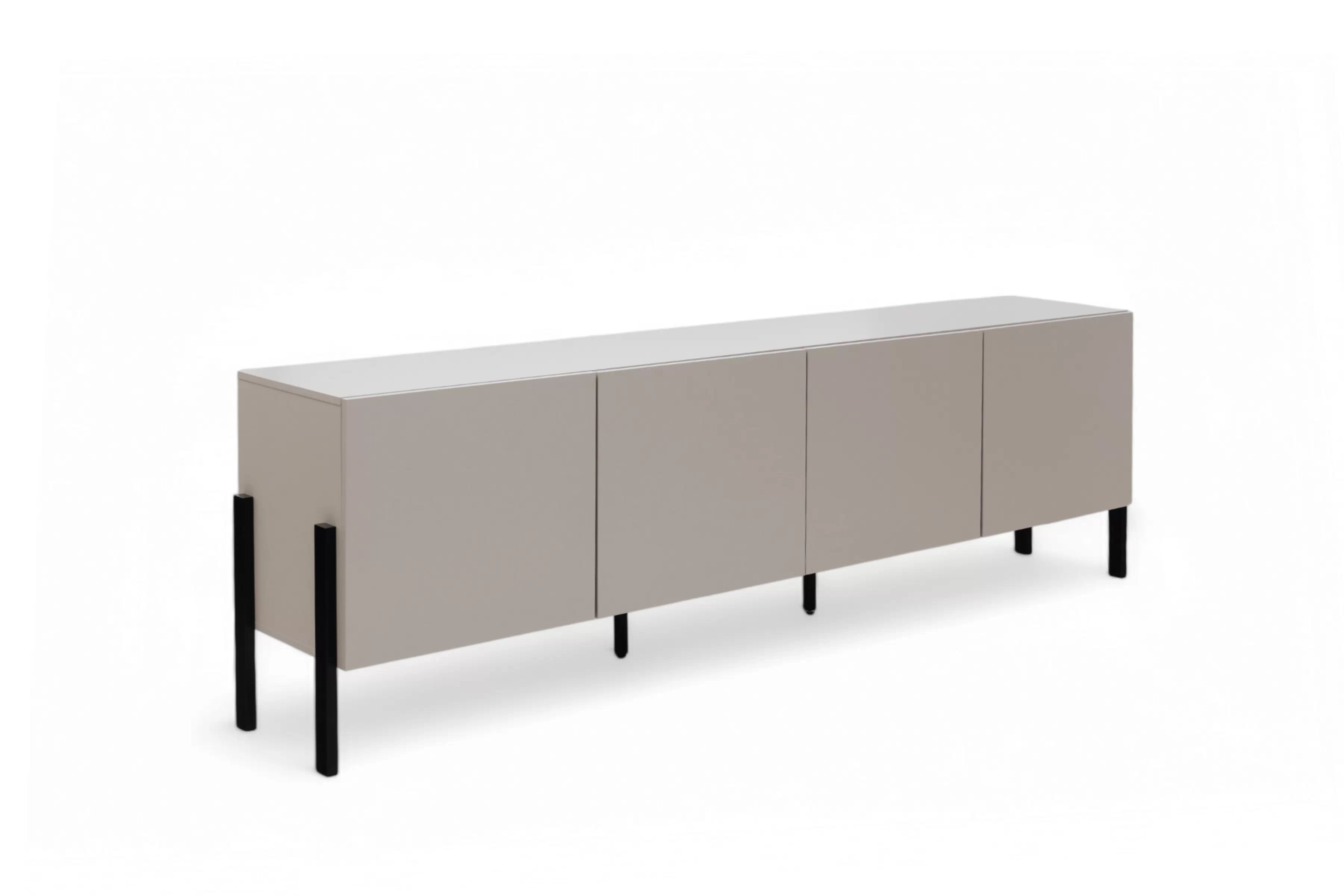 TV stolek Jukon 204 cm - kašmír / černé nožky skříňka RTV Wezilo 204 cm - kašmír / černé nožičky