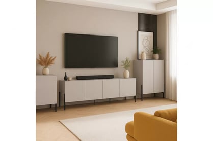 Dulap TV Wezilo 204 cm - cașmir / negru Picioare Dulap TV Wezilo 204 cm - cașmir / negru Picioare