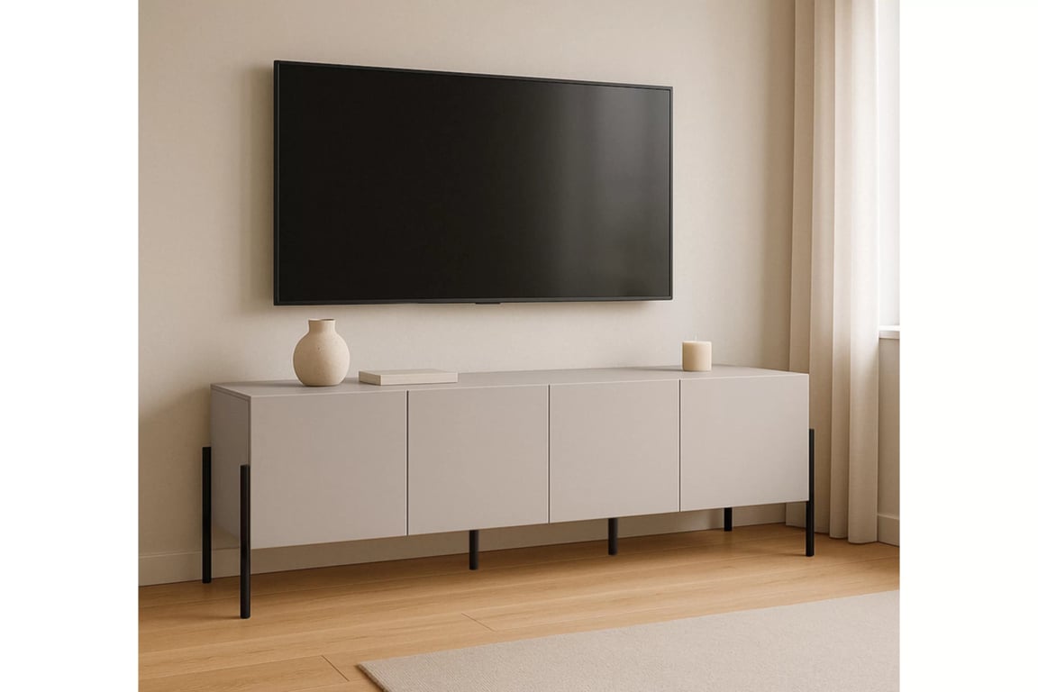 Dulap TV Wezilo 204 cm - cașmir / negru Picioare Dulap TV Wezilo 204 cm - cașmir / negru Picioare