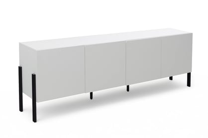 TV stolek Wezilo 204 cm se zásuvkami - bílý supermat / černé nožky