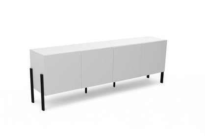 TV stolek Wezilo 204 cm se zásuvkami - bílý supermat / černé nožky skříňka RTV Wezilo se zásuvkami 204 cm - bílá supermat / černé nožičky