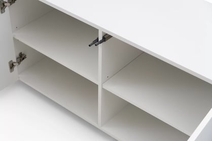 TV stolek Wezilo 204 cm se zásuvkami - bílý supermat / černé nožky skříňka RTV Wezilo se zásuvkami 204 cm - bílá supermat / černé nožičky