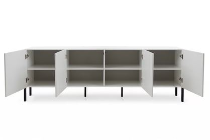 TV stolek Wezilo 204 cm se zásuvkami - bílý supermat / černé nožky skříňka RTV Wezilo se zásuvkami 204 cm - bílá supermat / černé nožičky
