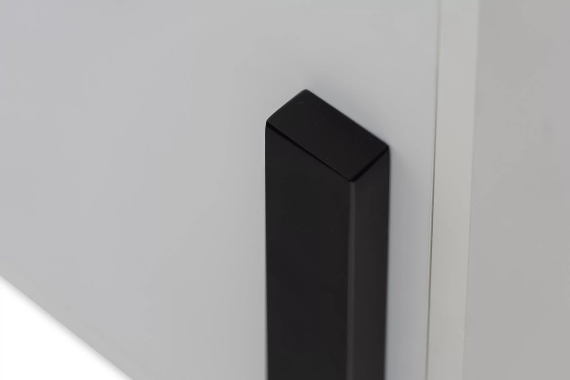 TV stolek Wezilo 204 cm se zásuvkami - bílý supermat / černé nožky skříňka RTV Wezilo se zásuvkami 204 cm - bílá supermat / černé nožičky