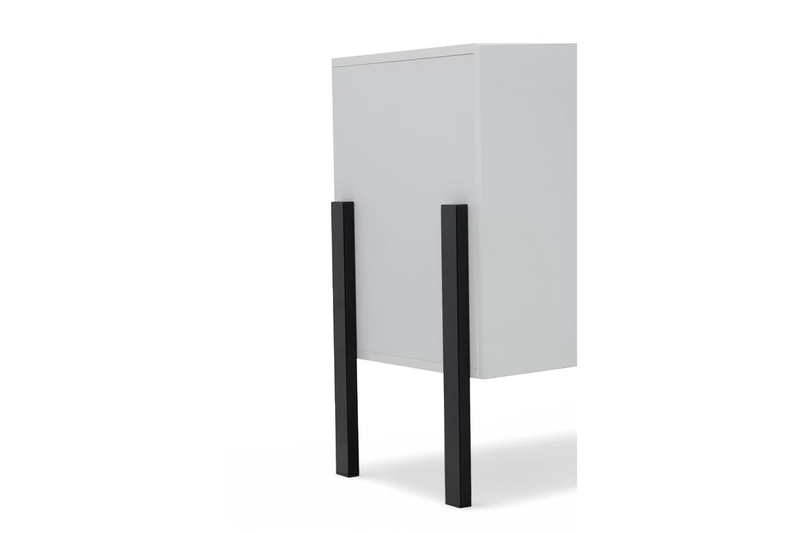TV stolek Wezilo 204 cm se zásuvkami - bílý supermat / černé nožky skříňka RTV Wezilo se zásuvkami 204 cm - bílá supermat / černé nožičky