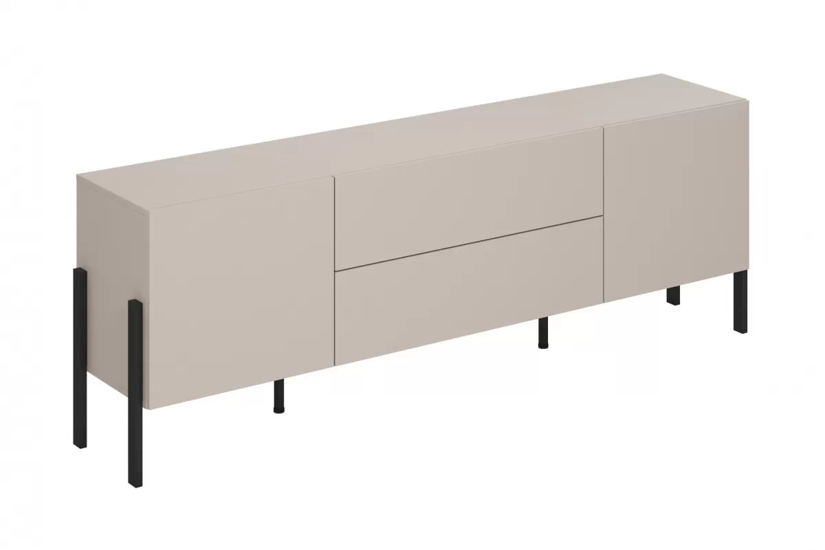 TV stolek Jukon 204 cm se zásuvkami - kašmír / černé nožky skříňka RTV Wezilo se zásuvkami 204 cm - kašmír / černé nožičky
