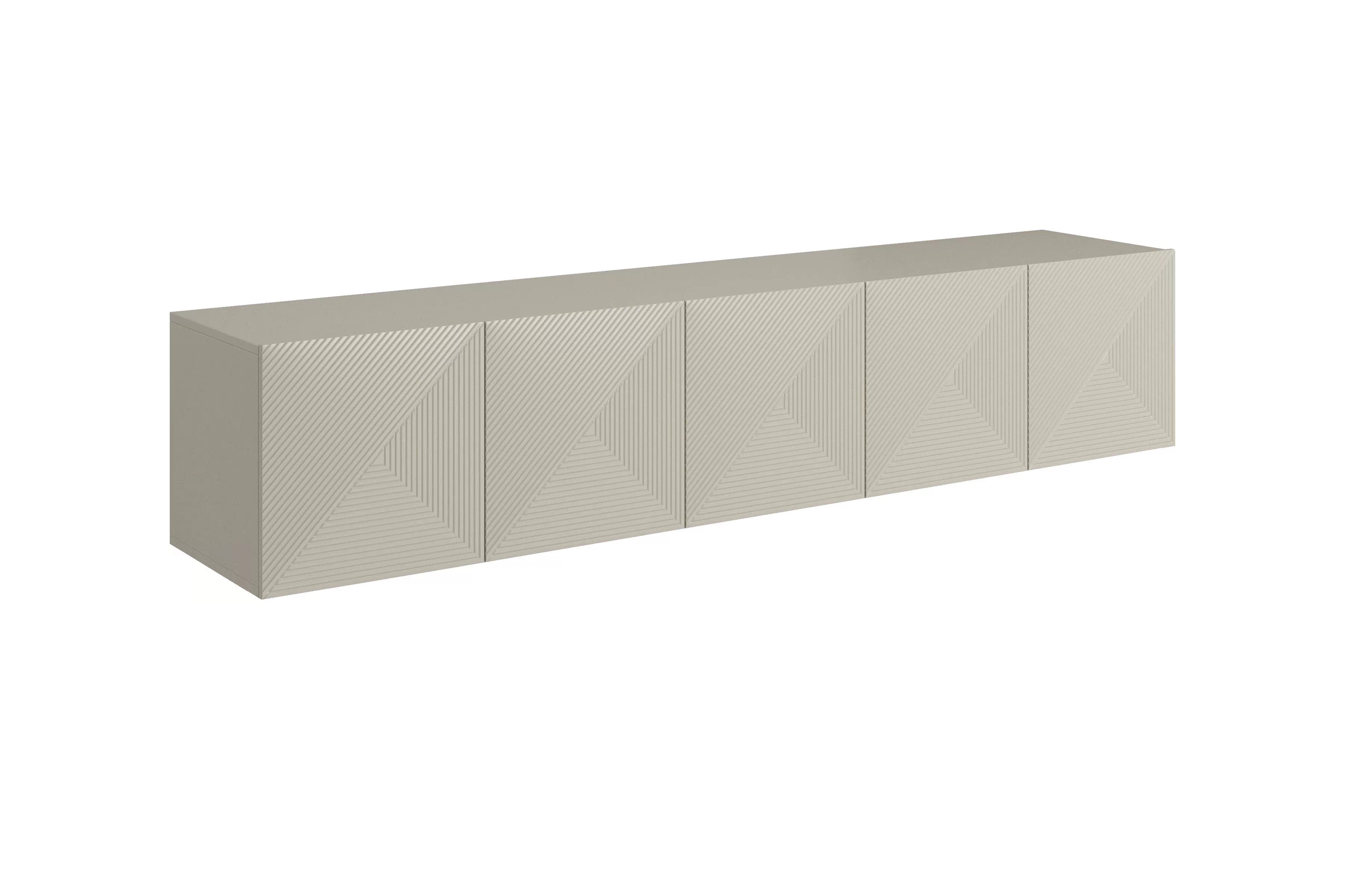 Závesná RTV skrinka Asha 200 cm s ryhovaným čelom - kasmír TV skrinka závesná Asha 200 cm s frézovaným frontom - kašmír