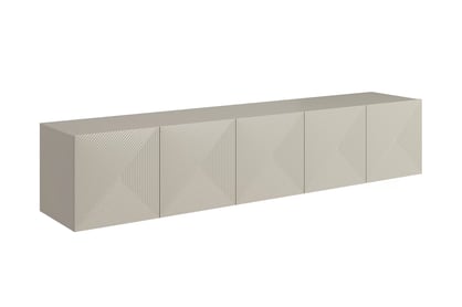 Závěsná TV skříňka Asha 200 cm s ryhovaným čelem - kašmír