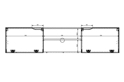 Závesná TV skrinka Loftia Mini 160 cm - dub artisan / čierny mat Závesná TV skrinka Loftia Mini - rozmery