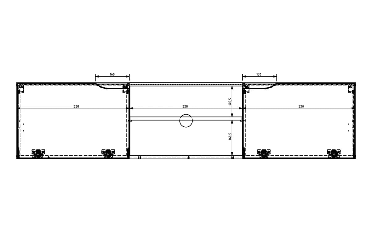 Závesná TV skrinka Loftia Mini 160 cm - dub artisan / čierny mat Závesná TV skrinka Loftia Mini - rozmery