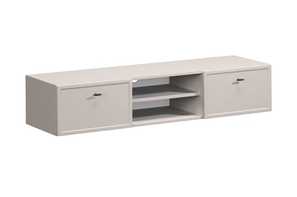 Závesný TV stolík Lorini 150 cm – kašmírová / čierne úchytky T