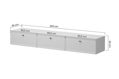 Závesný TV stolík Lorini 200 cm - kašmírová / zlaté úchytky T TV skrinka závesná Lorini 200 cm so zásuvkami - kašmír / zlote úchyty T-bar