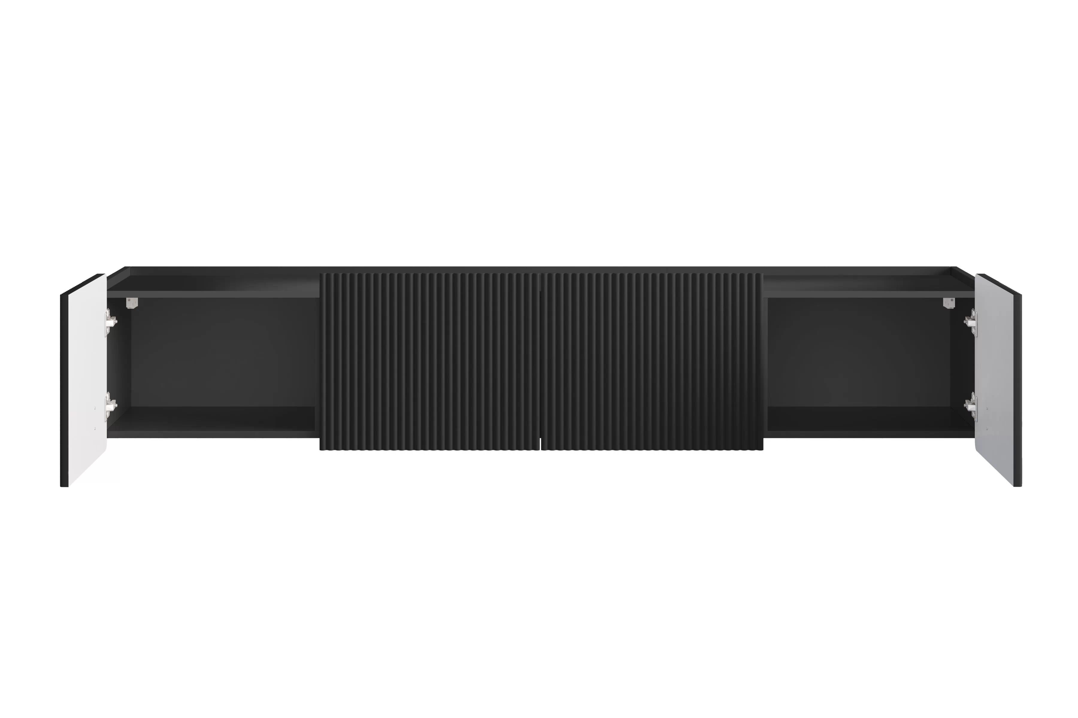 Závesná TV skrinka Malmi 200 cm - čierny mat / čierna TV skrinka závesná Malmi 200 cm - Čierny mat / Čierny