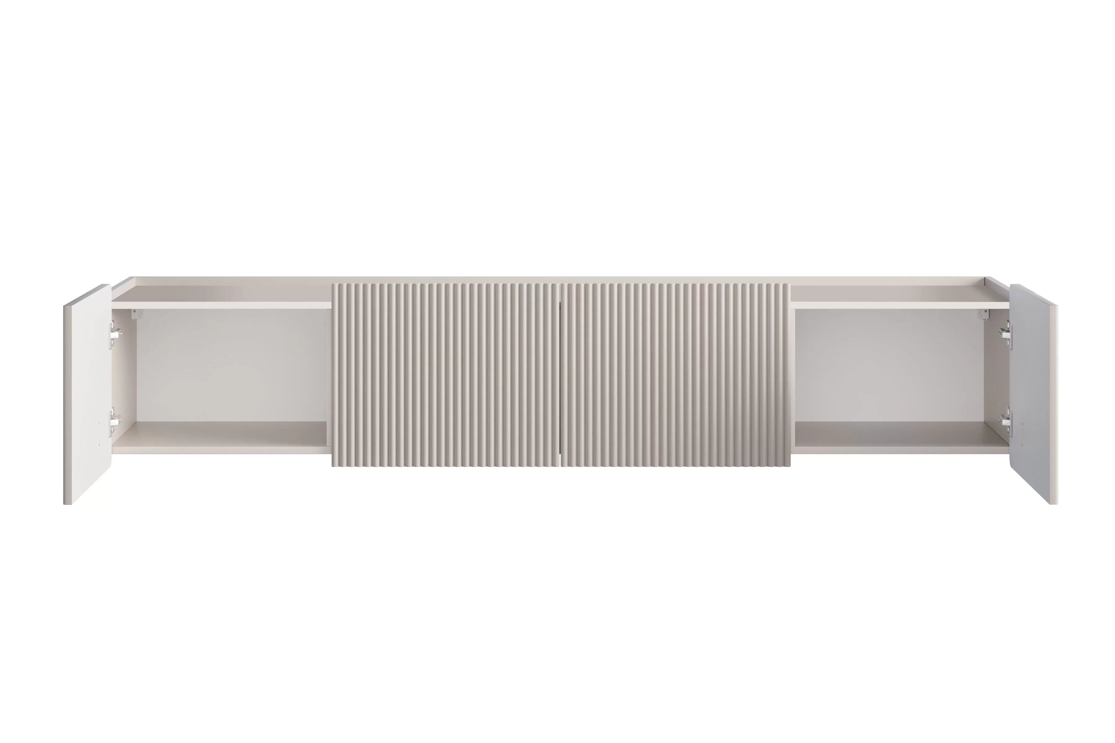 Závěsný TV stolek Malmi 200 cm - kašmírová / černá skříňka RTV závěsná Malmi 200 cm - kašmír / černá