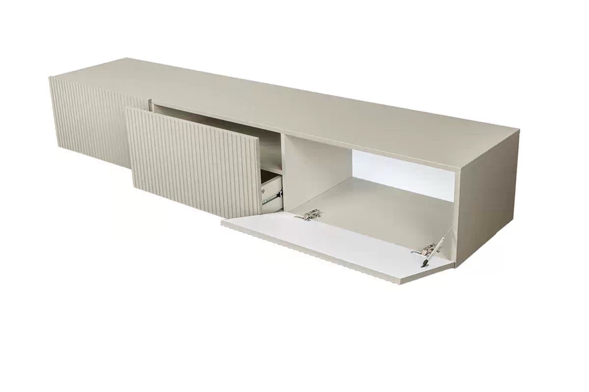 Závěsná TV skříňka Nicole 200 cm se zásuvkou - kašmír mat Skříňka RTV závěsná Nicole z szuflada 200 cm - kašmír / kašmír mat
