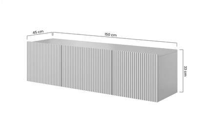 Závěsný TV stolek Nicole 150 cm - bílý mat Skříňka RTV závěsná Nicole 150 cm z szuflada - bílá / bílá mat