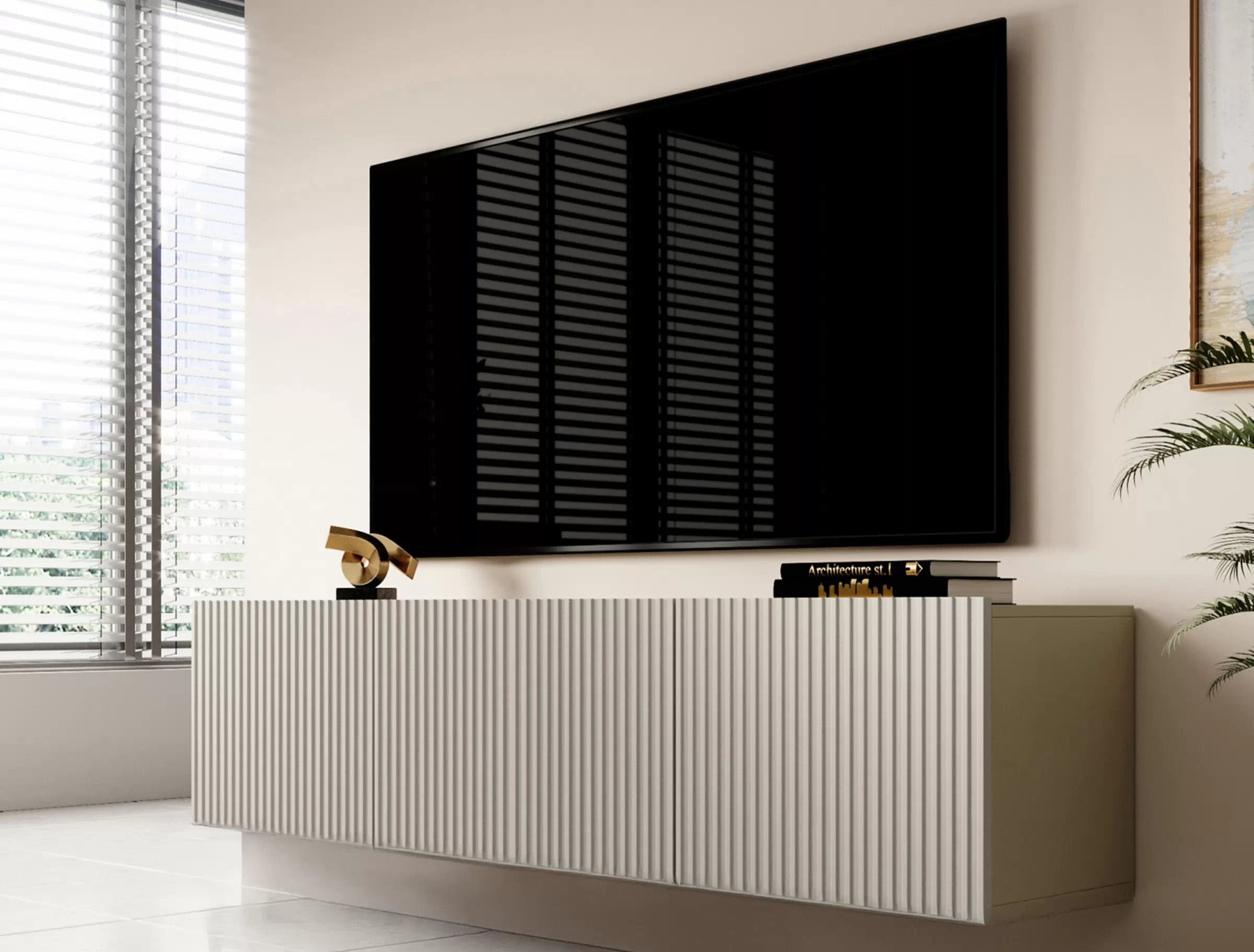 Závesná TV skrinka Nicole 150 cm so zásuvkou - kašmír mat TV skrinka závesná Nicole 150 cm z szuflada - kašmír mat