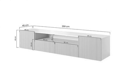 Závěsná TV skříňka Nicole 200 cm s výklenkem a zásuvkami - bílý mat / dub artisan Skříňka se zásuvkami