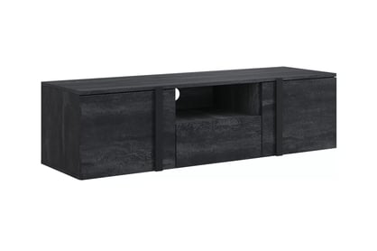 Závěsný TV stolek Verica 150 cm - černý beton / černé úchytky