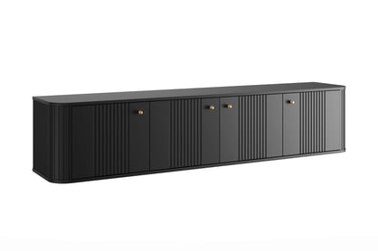 Závesný TV stolík Vespera 4D 187 cm - čierna / zlatá