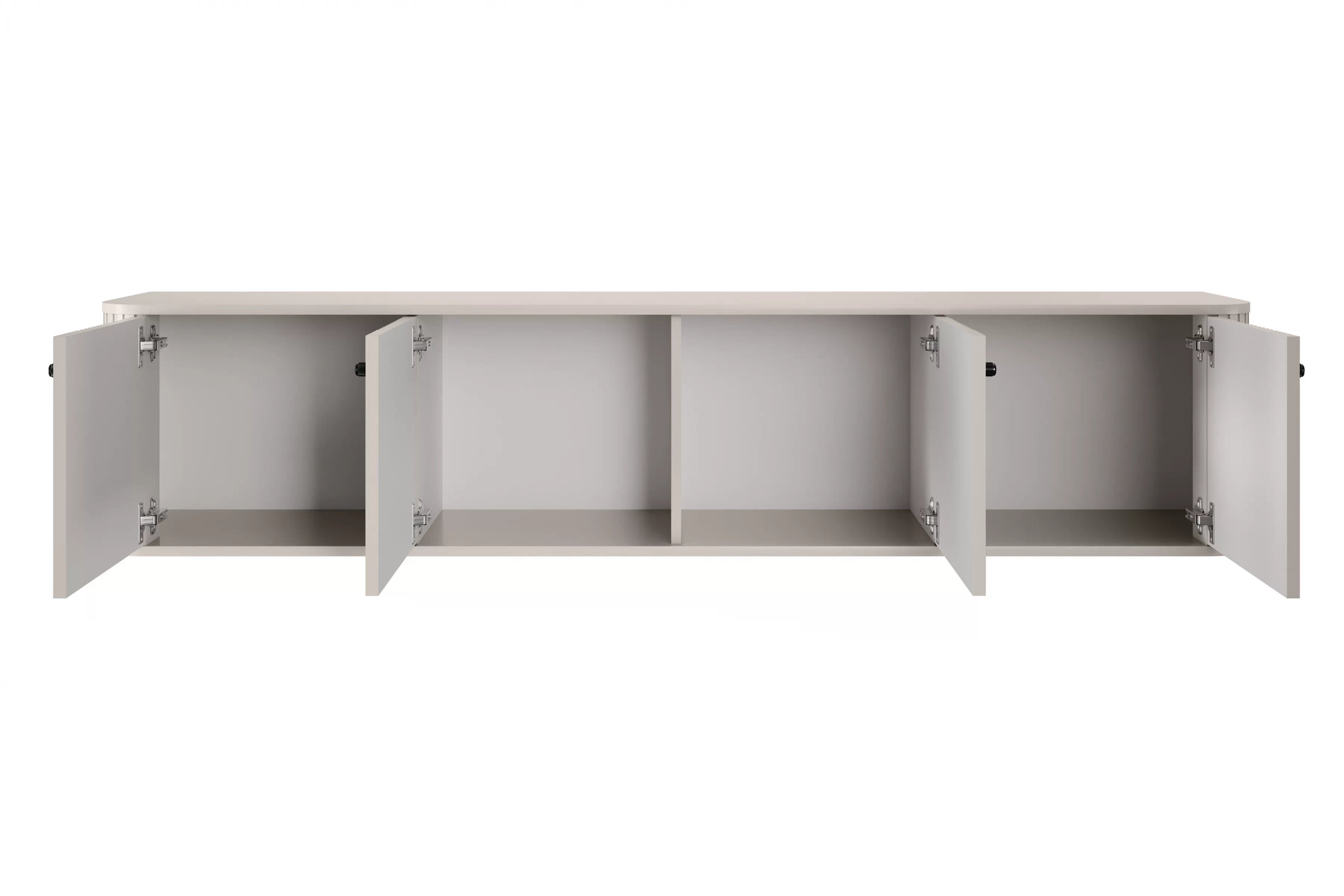 Závesný TV stolík Vespera 4D 187 cm - kašmírová / čierna TV skrinka závesná Vesper 4D 187 cm - kašmír / čierny úchyty