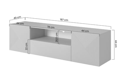 Závesný TV stolík Asha 167 cm s otvorenou policou - artisan / rivier stone mat TV skrinka závesná z szuflada Asha 167 cm - artisan / rivier stone mat