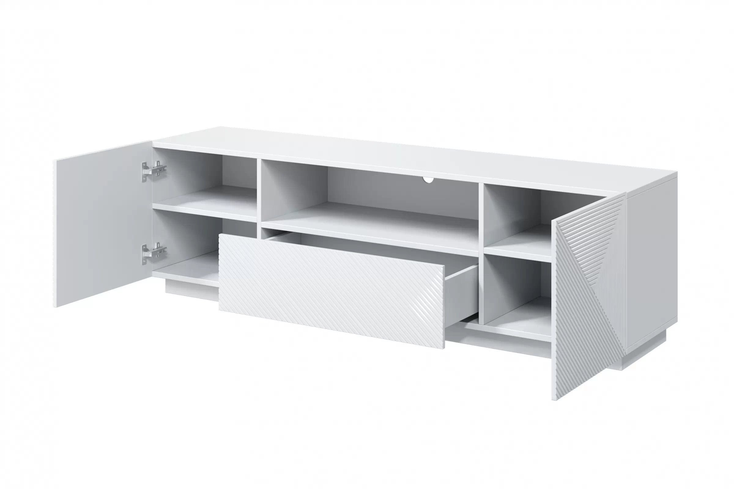 TV stolek Asha 167 cm - bílý lesk skříňka RTV z szuflada Asha 167 cm - bílý lesk