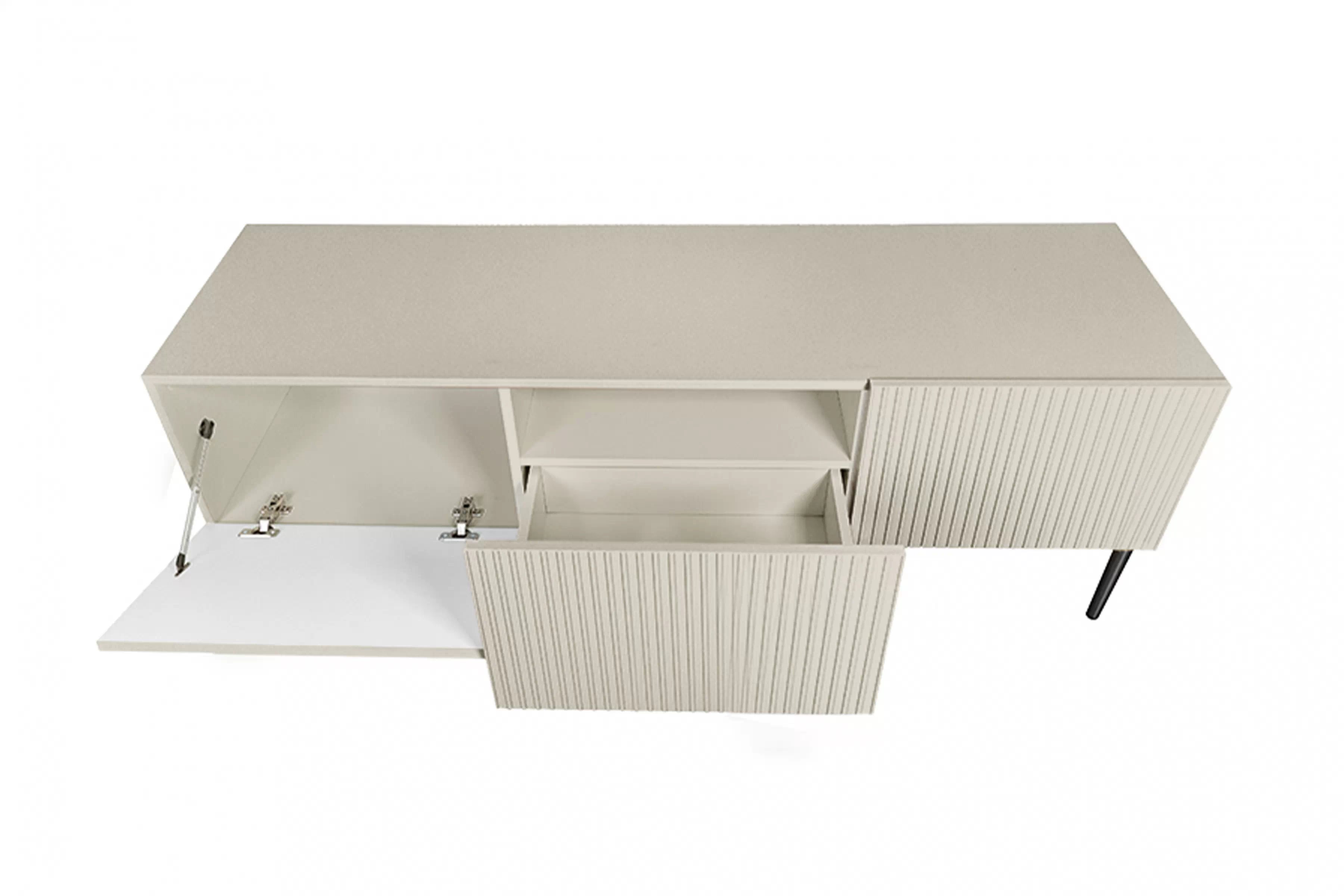 TV stolík Nicole 150 cm - kašmírová / čierne nožičky TV skrinka z szuflada Nicole 150 cm - kašmír / čierny nozki