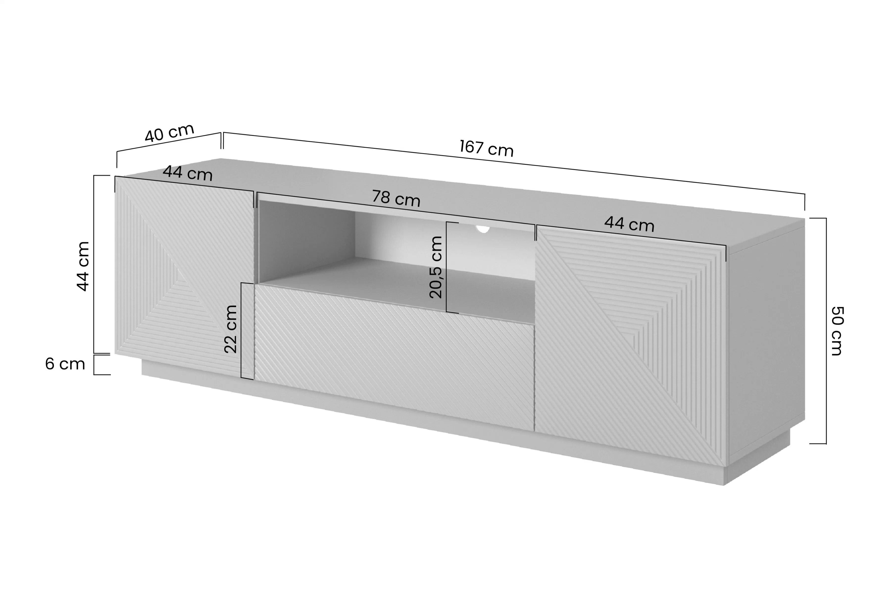 Biela RTV skriňa Asha 167 cm so zásuvkami - matná biela TV skrinka so zásuvkami Asha 167 cm - biely mat