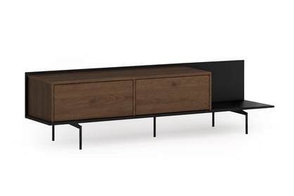 RTV skrinka Zenar 200 cm s kovovými nohami - elegantný orech / čierny