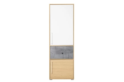 Regál Step ST2 60 cm so zásuvkou - dub biszkvitový / biely lux / betón