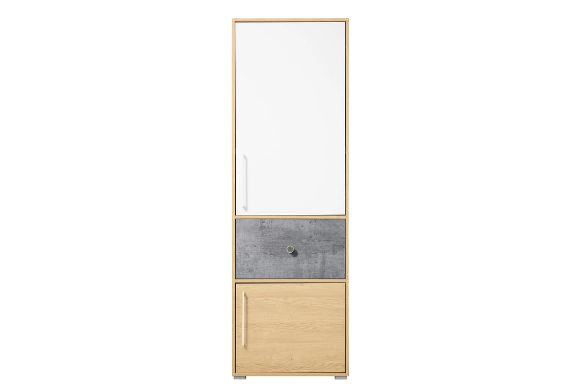Regál Step ST2 60 cm so zásuvkou - dub biszkvitový / biely lux / betón Skrinka Step 60 cm ľavá/Pravá z szuflada Dub biszkoptowy / Biely lux / beton