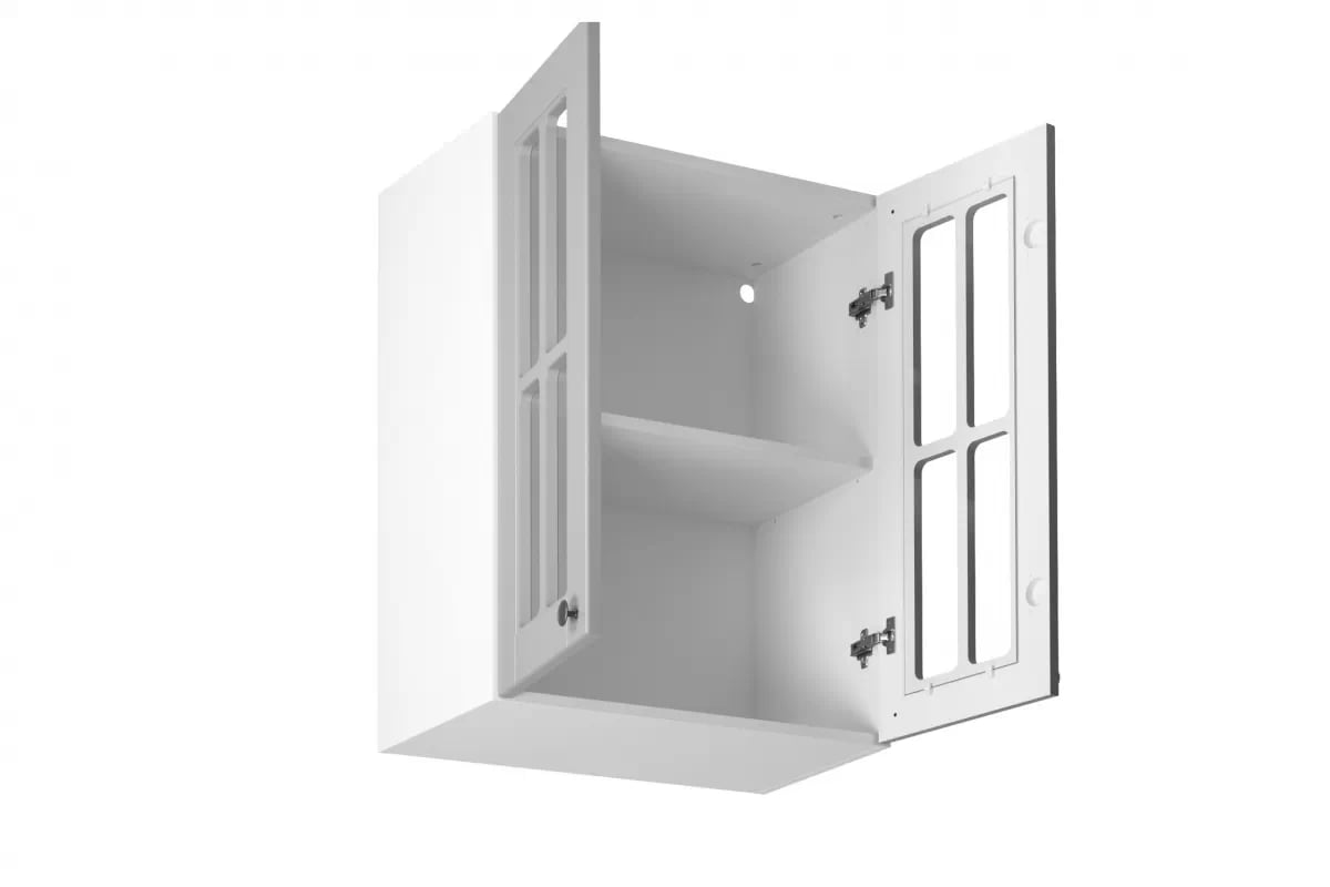 skříňka závěsná dvoudveřová z przeszkleniem Linea G60S - šedá grey Skříňka závěsná dvoudveřová z przeszkleniem Linea G60S - wnetrze 