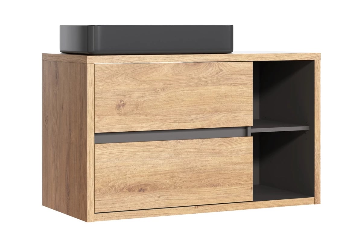 Závesná skrinka pod umývadlo Devon 823 - dub shetland / grafit Skrinka závesná pod umývadlo nablatowa Devon 823 - Dub Shetland / Grafit