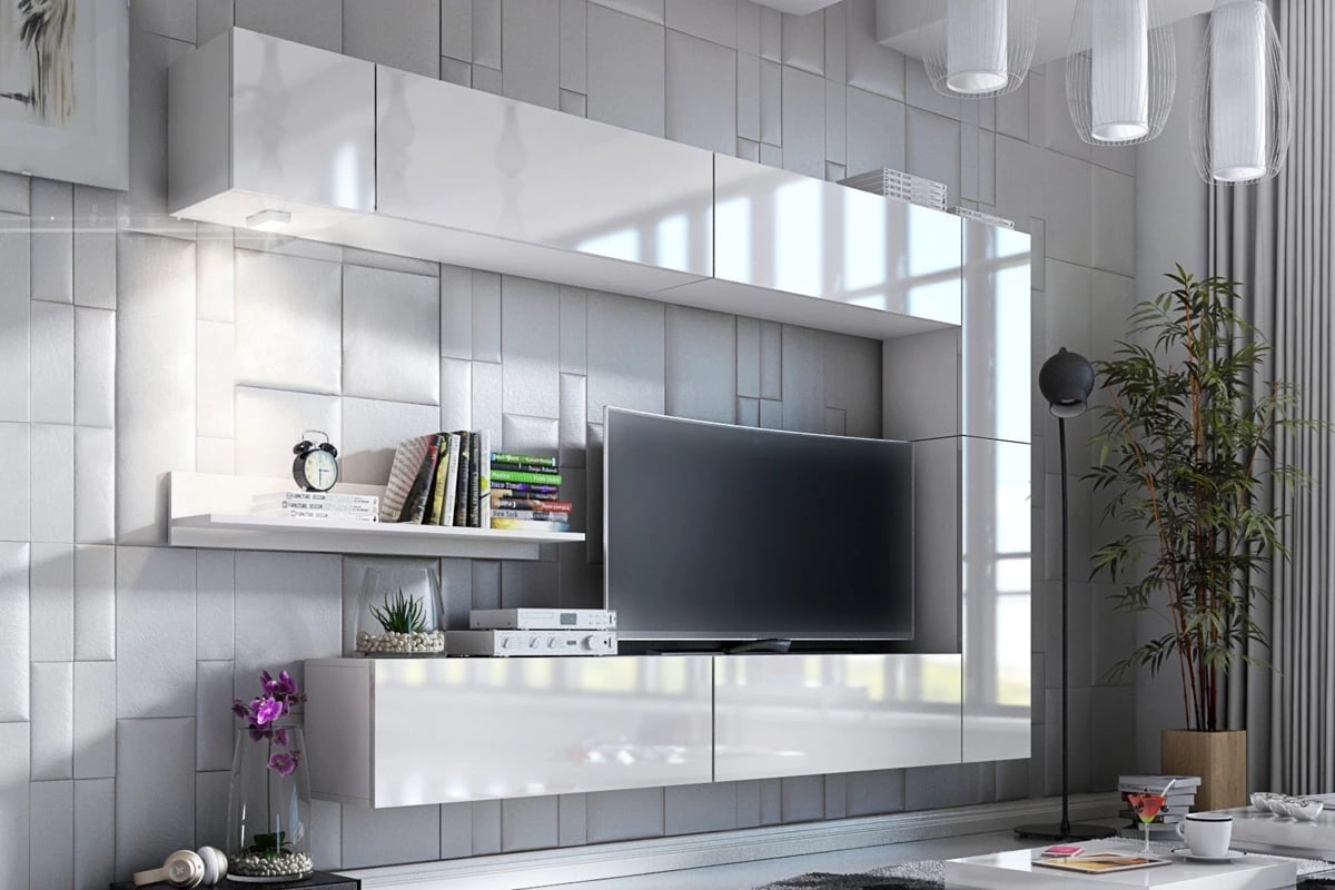 Závesná skrinka Combo 1 - Biela/MDF biely lesk Nábytok salonowe 