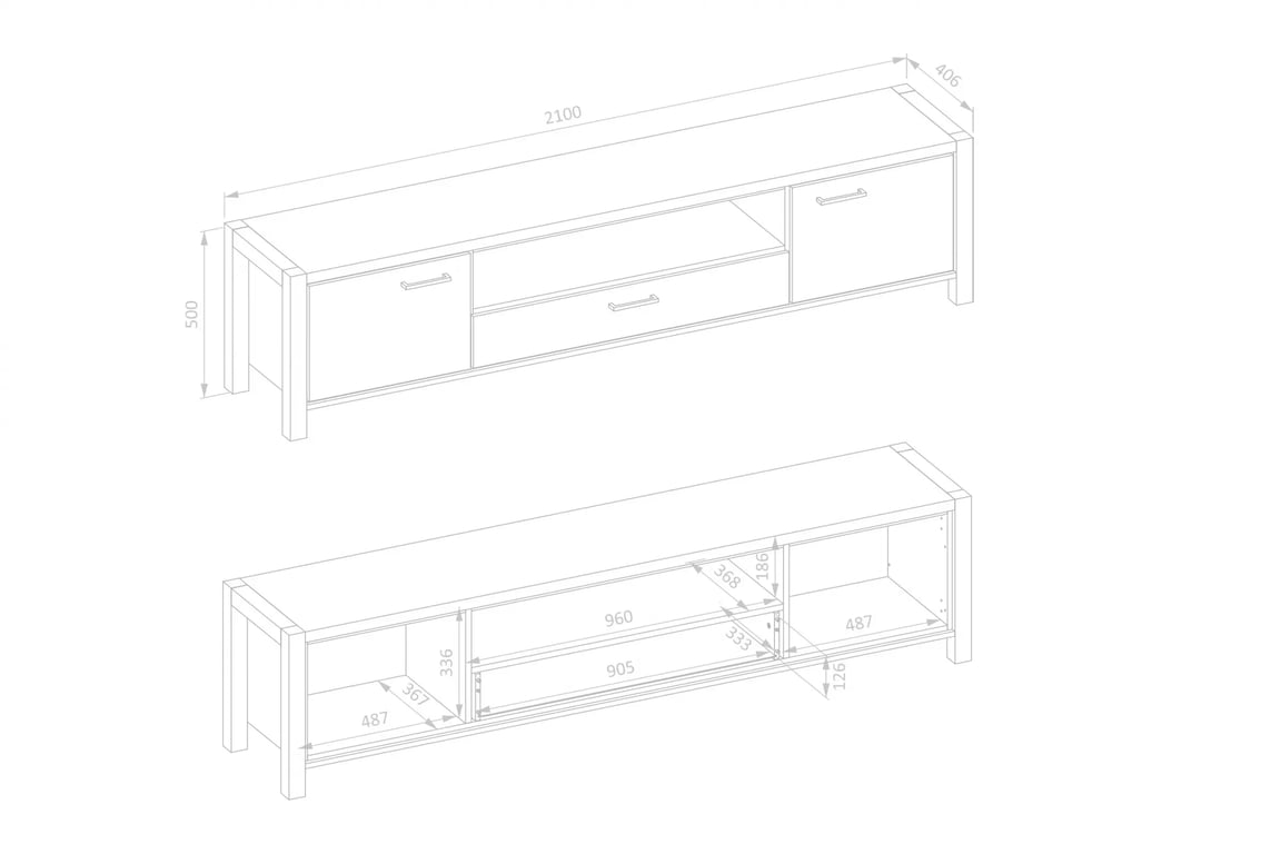 TV komoda Aktiv 40 210 cm - dub taurus / černá / zásuvka široká Komoda RTV dvoudveřová z szuflada Aktiv 40 - dub taurus / černá