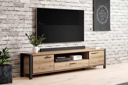 TV komoda Aktiv 40 210 cm - dub taurus / černá / zásuvka široká Komoda RTV dvoudveřová z szuflada Aktiv 40 - dub taurus / černá