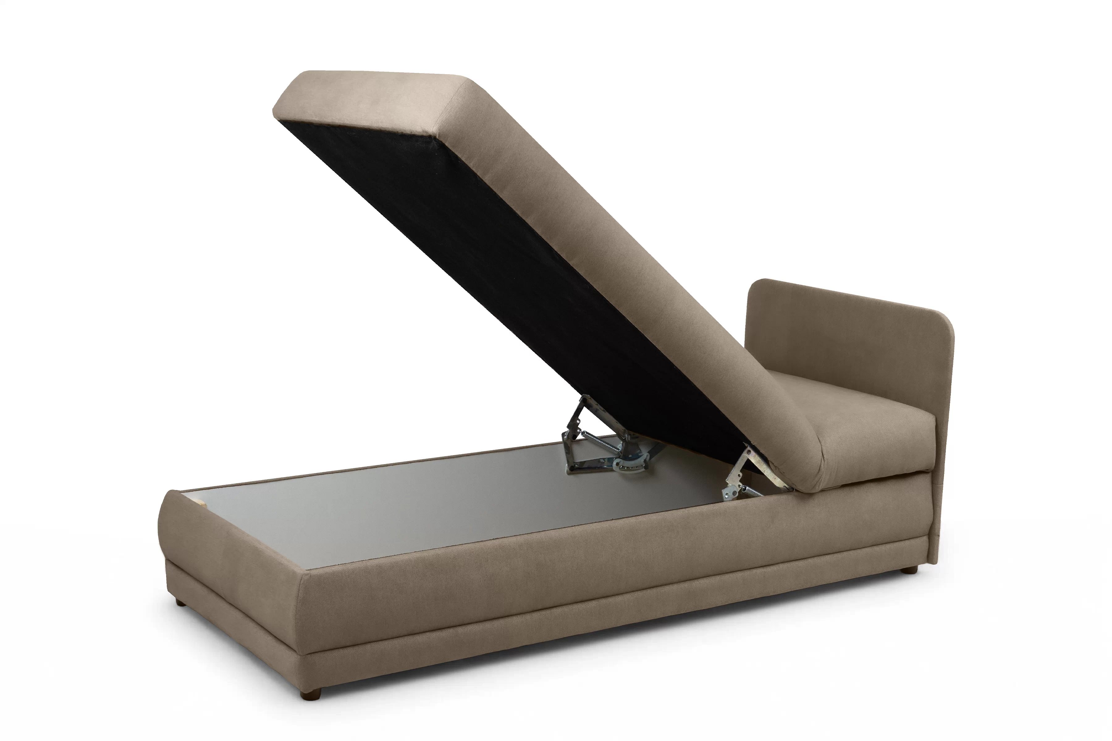 Válenda s úložným prostorem Kodil I - béžová Ado 1603 Vlašský ořech Válenda pro jednu osobu Kodil I s úložným prostorem- béžová plecionka Ado 1603 vlašský ořech