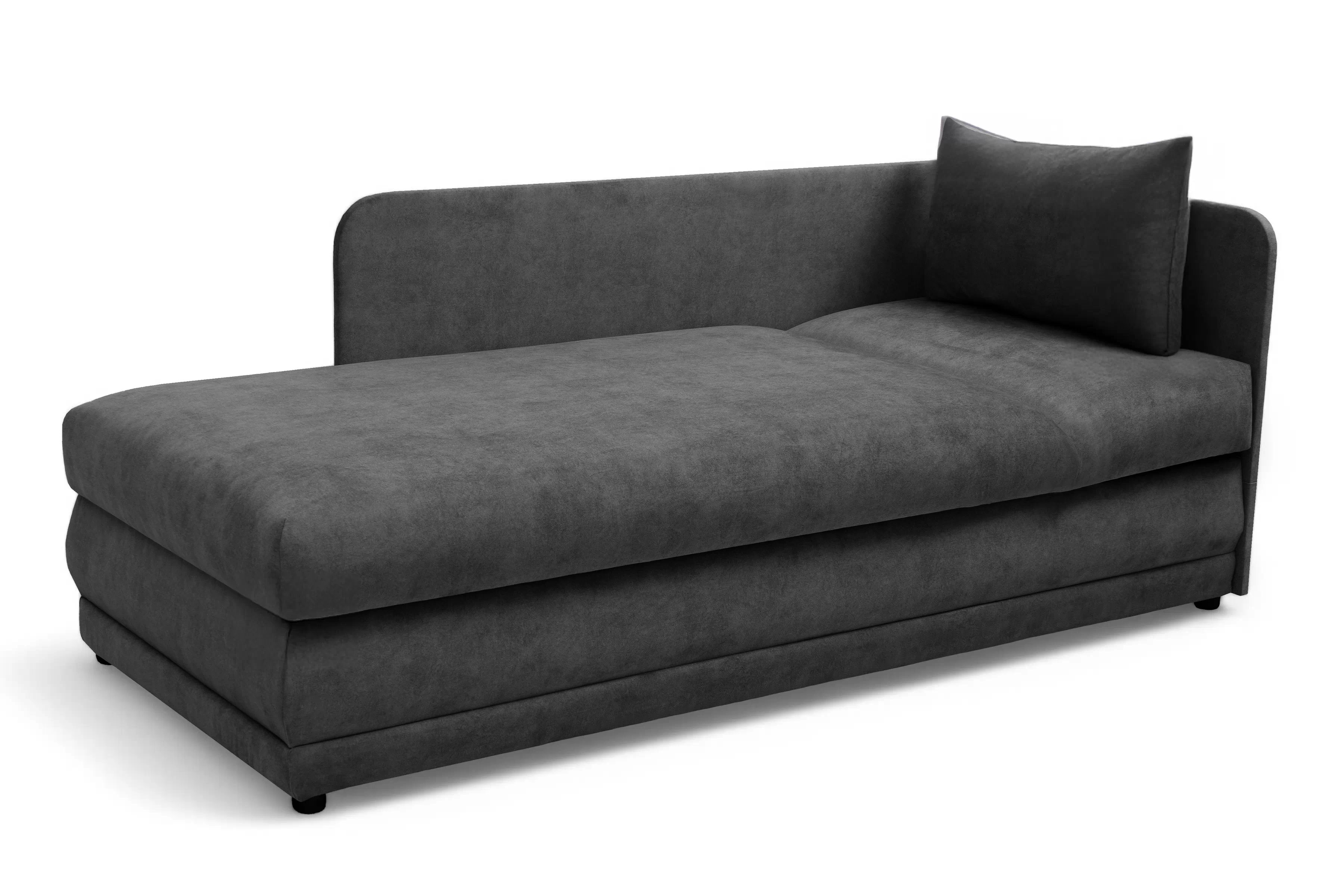 Válenda s úložným prostorem Kodil II levá - grafitová Zetta 305 Válenda pro jednu osobu Kodil II s úložným prostorem levá - grafitová welwet latwoczyszczacy Zetta 305